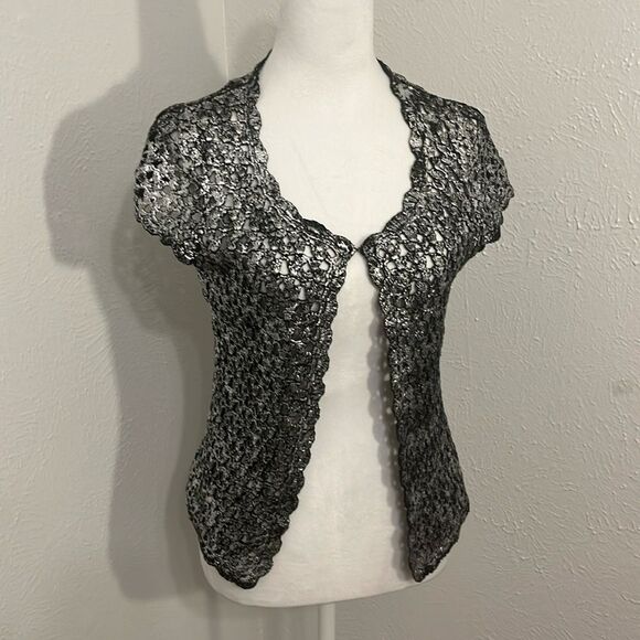 ALBERTO MAKALI Women's Vest Crocheted Short Sleeve Small - Picture 2 of 7